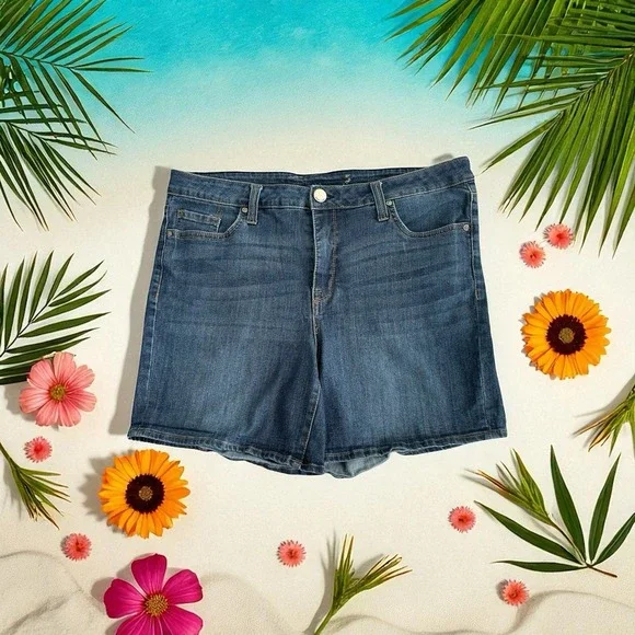 Seven7 Jean Shorts Size 14 Womens Weekend Short Mid Rise Blue Denim  Stretch‎ L - Picture 10 of 10